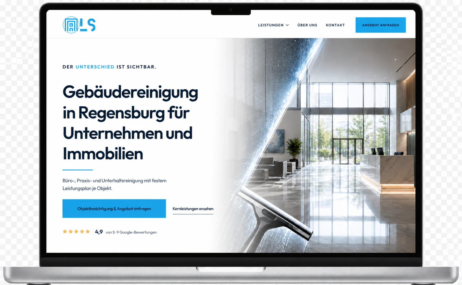 A.L.S. Gebäudereinigung – Desktop-Ansicht der Website
