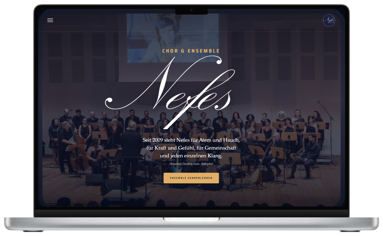 Nefes Chor & Ensemble – Desktop-Ansicht der Website